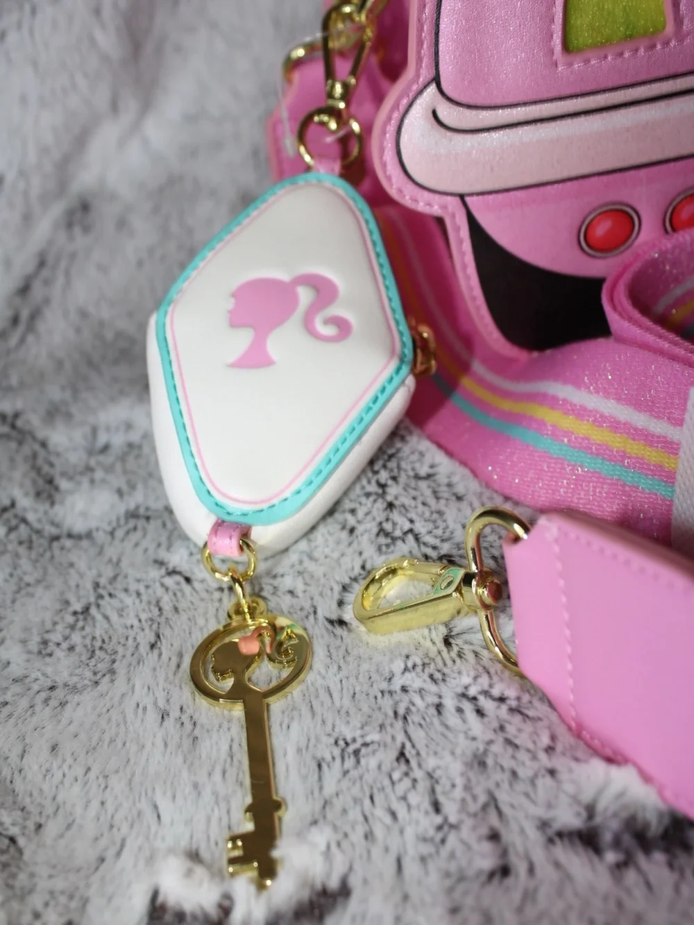 Loungefly Pink Barbie Corvette Car Crossbody with Aqua Windshield